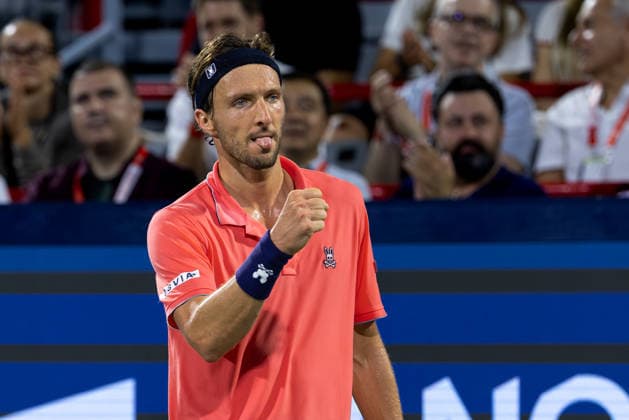 August 6, 2026, Montreal, Quebec, Canada: ARTHUR RINDERKNECH from France reaction winning first set in match against Frances Tiafoe (15) from USA in third round at Canadian Open at IGA stadium in Montreal, Quebec, Canada on 2026-08-06 Montreal Canada - ZUMAl189 20260806_zsp_l189_138 Copyright: xYannickxLegarex