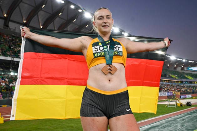 World Athletics U20 Championships Oregon 2026 EUGENE, UNITED STATES OF AMERICA - AUGUST 7, 2026 : Emily Scherf (GER) wins Bronze in the shot put during the World Athletics U20 Championships Oregon 2026 at Hayward Field on August 7, 2026 in Eugene, United States Of America. Copyright: xBEAUTIFULxSPORTS DecaxText&Bildx