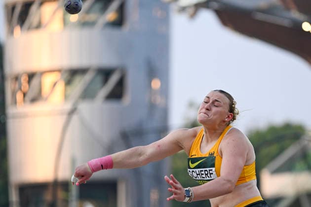 World Athletics U20 Championships Oregon 2026 EUGENE, UNITED STATES OF AMERICA - AUGUST 7, 2026 : Emily Scherf (GER) wins Bronze in the shot put during the World Athletics U20 Championships Oregon 2026 at Hayward Field on August 7, 2026 in Eugene, United States Of America. Copyright: xBEAUTIFULxSPORTS DecaxText&Bildx