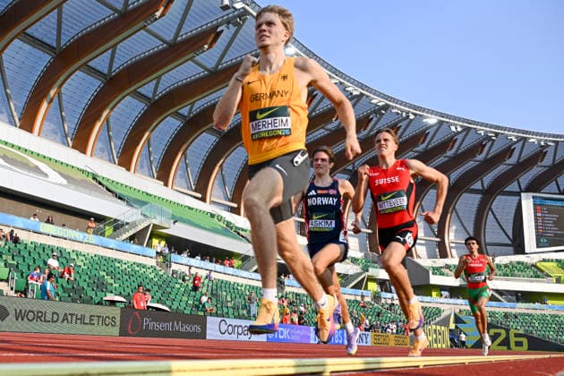 World Athletics U20 Championships Oregon 2026 EUGENE, UNITED STATES OF AMERICA - AUGUST 7, 2026 : Finn Jakob Merheim (GER) competes in the 1500m during the World Athletics U20 Championships Oregon 2026 at Hayward Field on August 7, 2026 in Eugene, United States Of America. Copyright: xBEAUTIFULxSPORTS DecaxText&Bildx