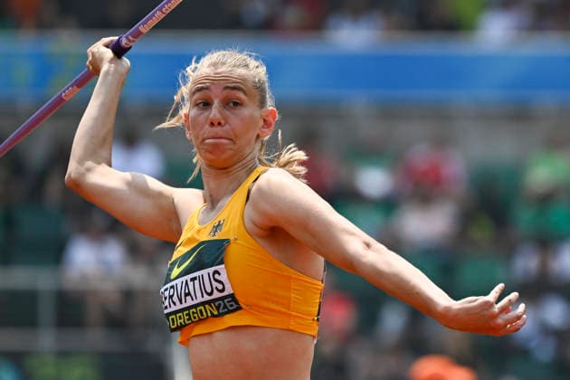 World Athletics U20 Championships Oregon 2026 EUGENE, UNITED STATES OF AMERICA - AUGUST 7, 2026 : Elenor Servatius (GER) competing in the javelin throw of the heptathlon during the World Athletics U20 Championships Oregon 2026 at Hayward Field on August 7, 2026 in Eugene, United States Of America. Copyright: xBEAUTIFULxSPORTS DecaxText&Bildx