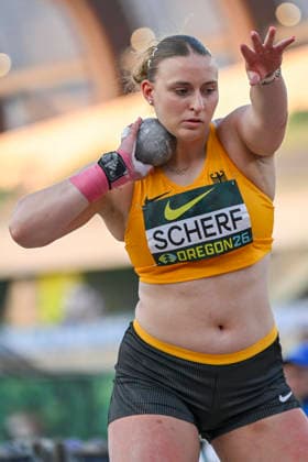 World Athletics U20 Championships Oregon 2026 EUGENE, UNITED STATES OF AMERICA - AUGUST 7, 2026 : Emily Scherf (GER) wins Bronze in the shot put during the World Athletics U20 Championships Oregon 2026 at Hayward Field on August 7, 2026 in Eugene, United States Of America. Copyright: xBEAUTIFULxSPORTS DecaxText&Bildx