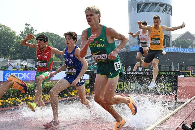 World Athletics U20 Championships Oregon 2026 EUGENE, UNITED STATES OF AMERICA - AUGUST 6, 2026 : Marco Voggenreiter (GER) competing in the steeplechase during the World Athletics U20 Championships Oregon 2026 at Hayward Field on August 6, 2026 in Eugene, United States Of America. Copyright: xBEAUTIFULxSPORTS DecaxText&Bildx