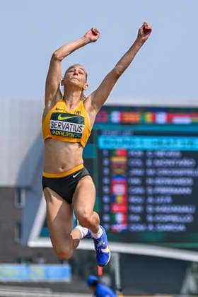 World Athletics U20 Championships Oregon 2026 EUGENE, UNITED STATES OF AMERICA - AUGUST 6, 2026 : Elenor Servatius (GER) competing in the long jump of the heptathlon during the World Athletics U20 Championships Oregon 2026 at Hayward Field on August 6, 2026 in Eugene, United States Of America. Copyright: xBEAUTIFULxSPORTS DecaxText&Bildx