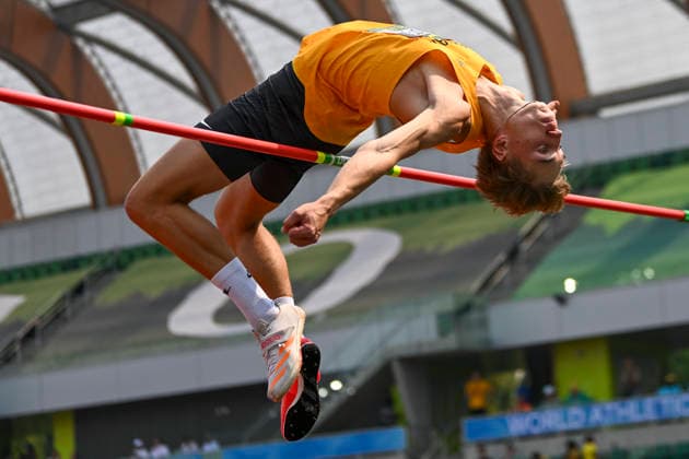 World Athletics U20 Championships Oregon 2026 EUGENE, UNITED STATES OF AMERICA - AUGUST 6, 2026 : Jacob Thomä (GER) competing in the high jump during the World Athletics U20 Championships Oregon 2026 at Hayward Field on August 6, 2026 in Eugene, United States Of America. Copyright: xBEAUTIFULxSPORTS DecaxText&Bildx