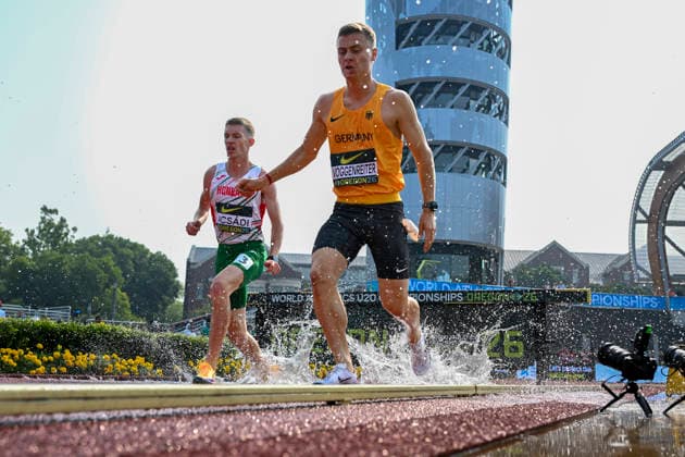 World Athletics U20 Championships Oregon 2026 EUGENE, UNITED STATES OF AMERICA - AUGUST 6, 2026 : Marco Voggenreiter (GER) competing in the steeplechase during the World Athletics U20 Championships Oregon 2026 at Hayward Field on August 6, 2026 in Eugene, United States Of America. Copyright: xBEAUTIFULxSPORTS DecaxText&Bildx