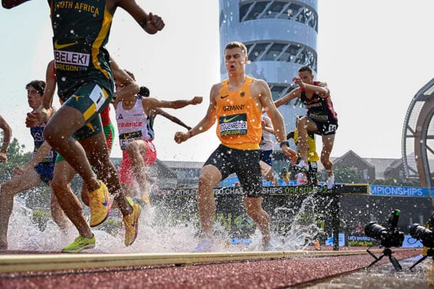 World Athletics U20 Championships Oregon 2026 EUGENE, UNITED STATES OF AMERICA - AUGUST 6, 2026 : Marco Voggenreiter (GER) competing in the steeplechase during the World Athletics U20 Championships Oregon 2026 at Hayward Field on August 6, 2026 in Eugene, United States Of America. Copyright: xBEAUTIFULxSPORTS DecaxText&Bildx