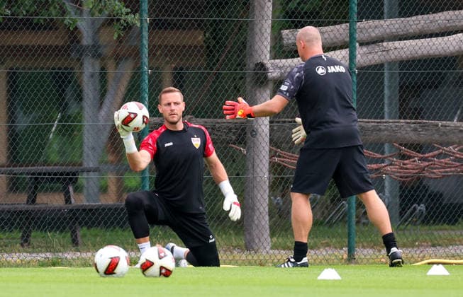 07.08.2026, Deutschland, Grassau, Fußball Bundesliga, Saison 2026 2027, Trainingslager VfB Stuttgart, v.l. Marius Funk, Kai Rabe