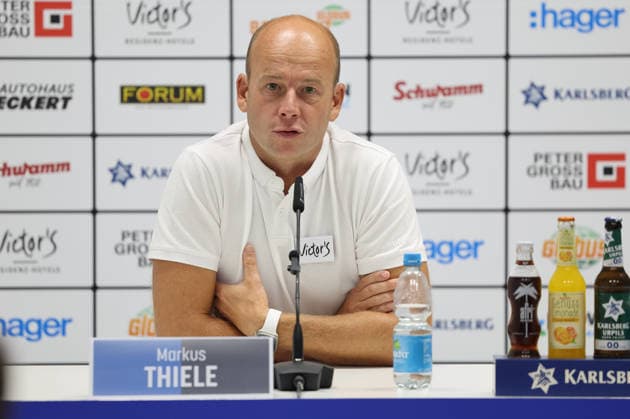 07.08.2026, Fussball, Herren, 3. Liga, Saison 2026 2027, Pressekonferenz vor dem 1. Spieltag, 1. FC Saarbrücken, Sportvorstand Markus Thiele (1. FC Saarbrücken) Saarbrücken Ludwigsparkstadion Saarland Deutschland (DEU) Copyright: xSebastianxBachx