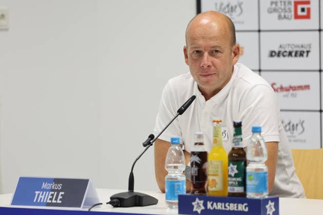 07.08.2026, Fussball, Herren, 3. Liga, Saison 2026 2027, Pressekonferenz vor dem 1. Spieltag, 1. FC Saarbrücken, Sportvorstand Markus Thiele (1. FC Saarbrücken) Saarbrücken Ludwigsparkstadion Saarland Deutschland (DEU) Copyright: xSebastianxBachx