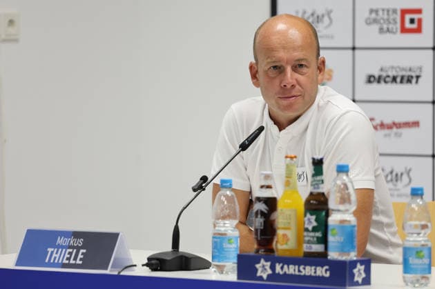 07.08.2026, Fussball, Herren, 3. Liga, Saison 2026 2027, Pressekonferenz vor dem 1. Spieltag, 1. FC Saarbrücken, Sportvorstand Markus Thiele (1. FC Saarbrücken) Saarbrücken Ludwigsparkstadion Saarland Deutschland (DEU) Copyright: xSebastianxBachx