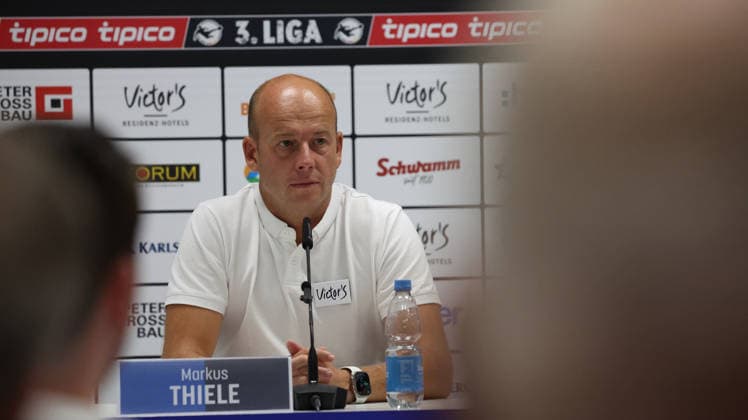 07.08.2026, xrekx, Fussball 3.Liga, 1. FC Saarbruecken - Pressekonferenz mit Sportvorstand Markus Thiele v.l. Markus Thiele Sportvorstand (1.FC Saarbruecken) (DFL DFB REGULATIONS PROHIBIT ANY USE OF PHOTOGRAPHS as IMAGE SEQUENCES and or QUASI-VIDEO) Saarbruecken