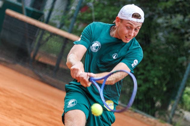 Niklas Laux (TC Grün Weiss Nikolassee), 2. Bundesliga Herren: LTTC Rot Weiß Berlin vs. TC Grün Weiss Nikolassee. Berlin, 7.08.2026 im Steffi -Graf-Stadion beim LTTC Rot Weiß Berlin. 2. Bundesliga Herren: LTTC Rot Weiß Berlin vs. TC Grün Weiss Nikolassee