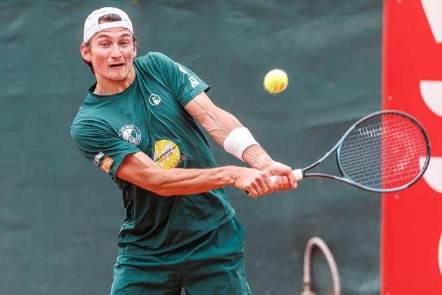 Philipp Pavlenko (TC Grün Weiss Nikolassee), 2. Bundesliga Herren: LTTC Rot Weiß Berlin vs. TC Grün Weiss Nikolassee. Berlin, 7.08.2026 im Steffi -Graf-Stadion beim LTTC Rot Weiß Berlin. 2. Bundesliga Herren: LTTC Rot Weiß Berlin vs. TC Grün Weiss Nikolassee
