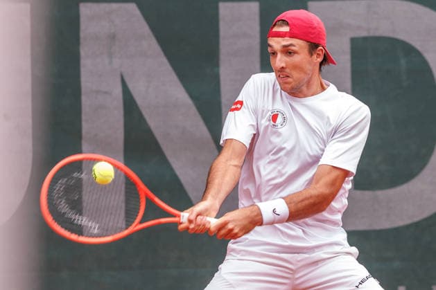Nino Ehrenschneider ( LTTC Rot Weiß Berlin), 2. Bundesliga Herren: LTTC Rot Weiß Berlin vs. TC Grün Weiss Nikolassee. Berlin, 7.08.2026 im Steffi -Graf-Stadion beim LTTC Rot Weiß Berlin. 2. Bundesliga Herren: LTTC Rot Weiß Berlin vs. TC Grün Weiss Nikolassee