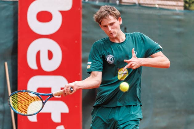 Gregor Heinemann (TC Grün Weiss Nikolassee), 2. Bundesliga Herren: LTTC Rot Weiß Berlin vs. TC Grün Weiss Nikolassee. Berlin, 7.08.2026 im Steffi -Graf-Stadion beim LTTC Rot Weiß Berlin. 2. Bundesliga Herren: LTTC Rot Weiß Berlin vs. TC Grün Weiss Nikolassee