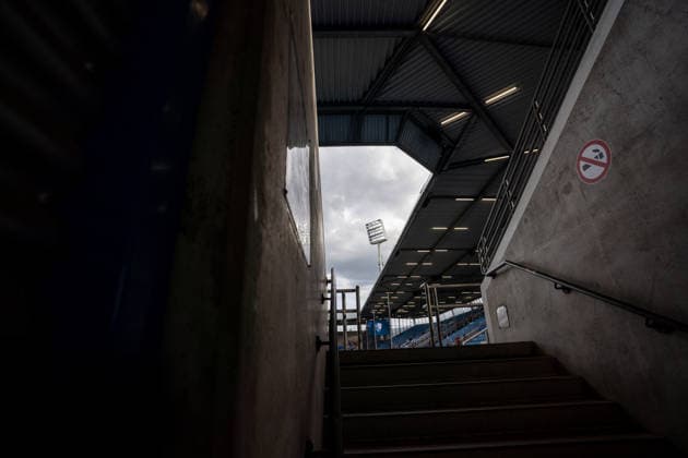 08.07.2026, GER Deutschland, Fussball, Saison 2026 2027, 2. Bundesliga, 1. Spieltag: VfL Bochum vs Hertha BSC Berlin Flutlucht vom Stadion, Treppenaufgang Bochum Vonovia Ruhrstadion Nordrhein Westfalen Deutschland Copyright: xnordphotoxGmbHx xSchulzex