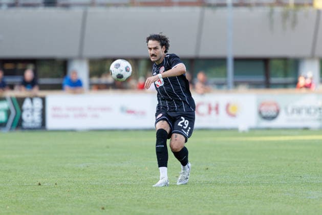 David Bauer (29, TSV Landsberg) beim Spiel zwischen TSV Landsberg v FV Illertissen 1921, Fussball, Herren, Regionalliga Bayern, 2026 2027, 3.Spieltag am 07.08.2026 in Landsberg am Lech, Sportpark. Bayern Deutschland