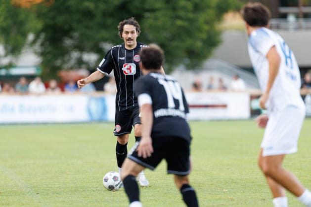 David Bauer (29, TSV Landsberg) beim Spiel zwischen TSV Landsberg v FV Illertissen 1921, Fussball, Herren, Regionalliga Bayern, 2026 2027, 3.Spieltag am 07.08.2026 in Landsberg am Lech, Sportpark. Bayern Deutschland