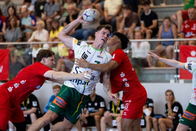 Victor KLOEVE (FRISCH AUF! Goeppingen, 07) erzielt ein Tor, Aktion, Torwurf GER, FRISCH AUF! Goeppingen vs. TSV Neuhausen Filder, Handball, Vorbereitung, Turnier, S-Cup Altensteig, Viertelfinale, Spielzeit 2026 2027, 07.08.2026, GER, FRISCH AUF! Goeppingen vs. TSV Neuhausen Filder, Handball, Vorbereitung, Turnier, S-Cup Altensteig, Viertelfinale, Spielzeit 2026 2027, 07.08.2026, Altensteig Copyright: xEibnerxPressefoto OliverxSchmidtx EP_OST