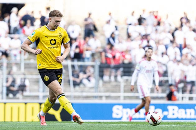 Regionalliga West: Borussia Dortmund II - 1.FC Köln II, 07.08.2026 Elias Benkara (Borussia Dortmund U23, 24) Regionalliga West: Borussia Dortmund II - 1.FC Köln II, Rote Erde, Dortmund; 07.08.2026 DFB regulations prohibit any use of photographs as image sequences and or quasi video. Copyright: xBEAUTIFULxSPORTS Buriakovx