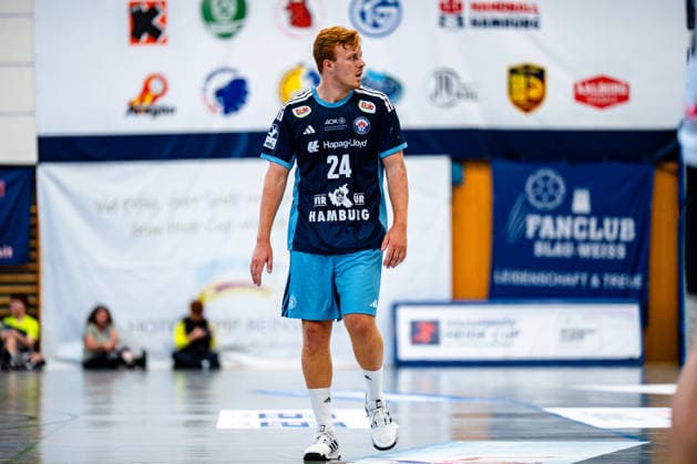 07.08.2026, xdobgx, Handball Heide-Cup 2026, HSV Hamburg - HOJ Elite v.l. Nicolai Daling (Handball Verein Hamburg, 24) Freisteller, Einzelbild, Ganzkoerper Schneverdingen