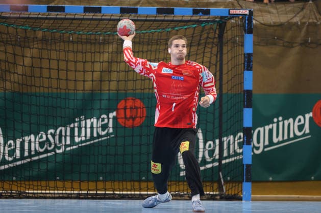 07.08.2026, xtgx, Handball Turnier, EHV Aue - SC Magdeburg emspor, v.l. Dominik Kuzmanovic (Magdeburg, 1) Lößnitz