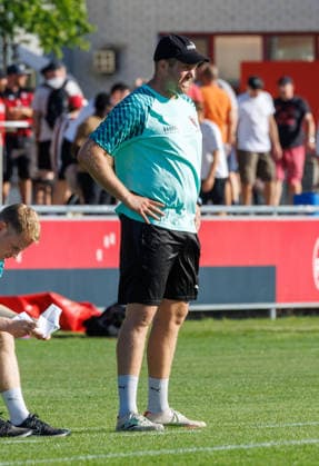 07.08.2026 - Fussball - Saison 2026 2027 - Regionalliga Bayern - 03. Spieltag: 1. FC Nürnberg FCN II ( Club ) - TSV Buchbach - DaMa - xdaxmax - Sven Zurawka ( Trainer TSV Buchbach ) nachdenklich