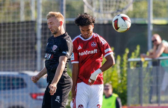 07.08.2026 - Fussball - Saison 2026 2027 - Regionalliga Bayern - 03. Spieltag: 1. FC Nürnberg FCN II ( Club ) - TSV Buchbach - DaMa - xdaxmax - Tobias Sztaf (28, TSV Buchbach ) Kirubel Taye (30, 1. FC Nürnberg FCN II )