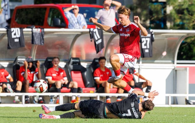 07.08.2026 - Fussball - Saison 2026 2027 - Regionalliga Bayern - 03. Spieltag: 1. FC Nürnberg FCN II ( Club ) - TSV Buchbach - DaMa - xdaxmax - Moritz Wiezorrek (17, 1. FC Nürnberg FCN II ) Faton Dzemailji (7, TSV Buchbach )