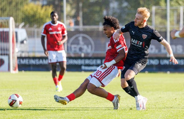 07.08.2026 - Fussball - Saison 2026 2027 - Regionalliga Bayern - 03. Spieltag: 1. FC Nürnberg FCN II ( Club ) - TSV Buchbach - DaMa - xdaxmax - Kirubel Taye (30, 1. FC Nürnberg FCN II ) Jonas Wieselberger (37, TSV Buchbach )