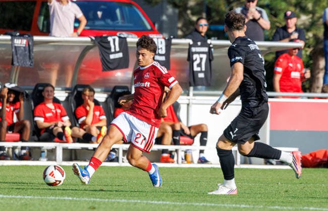07.08.2026 - Fussball - Saison 2026 2027 - Regionalliga Bayern - 03. Spieltag: 1. FC Nürnberg FCN II ( Club ) - TSV Buchbach - DaMa - xdaxmax - Justin von der Hitz (27, 1. FC Nürnberg FCN II ) Faton Dzemailji (7, TSV Buchbach )
