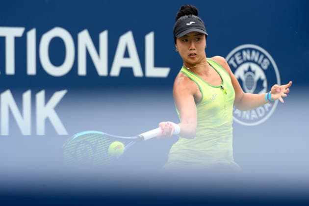August 7, 2026, Toronto, Ontario, Canada: ANN LI of the United States returns the ball during her third-round match against Elena Rybakina of Kazakhstan at the National Bank Open, part of the Hologic WTA, Tennis Damen Tour, at Sobeys Stadium. Tennis 2026: WTA 1000 National Bank Open Presented By Rogers.  - ZUMAr228 20260807_znp_r228_011 Copyright: xVasiliyxRyabykhx