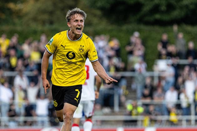Regionalliga West: Borussia Dortmund II - 1.FC Köln II, 07.08.2026 Borussia Dortmund U23 bejubelt das Tor, 1:0 durch Tim Degener (Borussia Dortmund U23, 7) Regionalliga West: Borussia Dortmund II - 1.FC Köln II, Rote Erde, Dortmund; 07.08.2026 DFB regulations prohibit any use of photographs as image sequences and or quasi video. Copyright: xBEAUTIFULxSPORTS Buriakovx