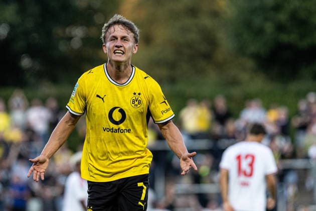 Regionalliga West: Borussia Dortmund II - 1.FC Köln II, 07.08.2026 Borussia Dortmund U23 bejubelt das Tor, 1:0 durch Tim Degener (Borussia Dortmund U23, 7) Regionalliga West: Borussia Dortmund II - 1.FC Köln II, Rote Erde, Dortmund; 07.08.2026 DFB regulations prohibit any use of photographs as image sequences and or quasi video. Copyright: xBEAUTIFULxSPORTS Buriakovx
