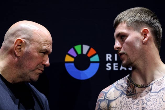 Zuffa Boxing 10 Aaron McKenna vs Etinosa Oliha Weigh-In, 3Arena, Dublin 7 8 2026 UFC CEO and President Dana White and Callum Walsh Dana White and Callum Walsh 7 8 2026  Copyright: xx BB2_2891