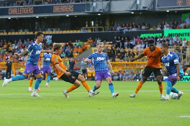 Fer Lopez of Wolves scores their sides third goal Wolverhampton Wanderers v Port Vale, EFL Carabao Cup, First Round, Football, Molineux, Wolverhampton, UK - 07 Aug 2026Wolverhampton Molineux United Kingdom EDITORIAL USE ONLY No use with unauthorised audio, video, data, fixture lists, club league logos or live services. Online in-match use limited to 120 images, no video emulation. No use in betting, games or single club league player publications. Copyright: xPhilxOldham Shutterstockx 17050839au
