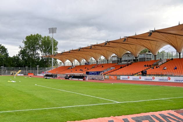 Stadion am Marschweg, Oldenburg, Ansicht Haupttribuene VfB Oldenburg vs. SV Drochtersen Assel, Fussball, Regionalliga Nord, 2. Spieltag, Saison 2026 2027, 07.08.2026, VfB Oldenburg vs. SV Drochtersen Assel, Fussball, Regionalliga Nord, 2. Spieltag, Saison 2026 2027, 07.08.2026 Oldenburg Copyright: xEibner-Pressefoto RobertxGertzenx EP_RGN