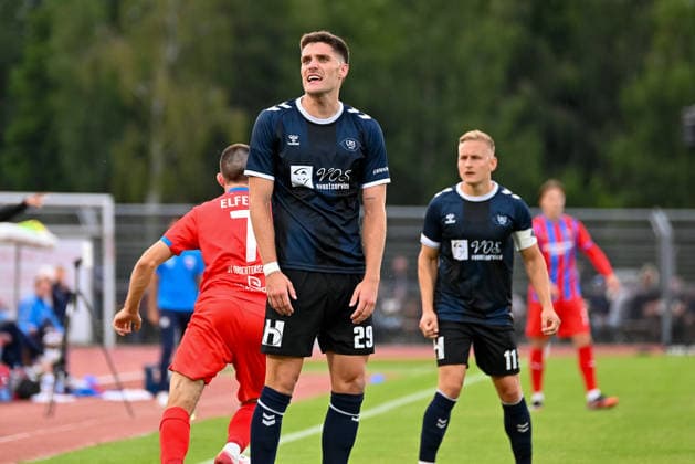 Mats Facklam (VfB Oldenburh, 29) unzufrieden VfB Oldenburg vs. SV Drochtersen Assel, Fussball, Regionalliga Nord, 2. Spieltag, Saison 2026 2027, 07.08.2026, VfB Oldenburg vs. SV Drochtersen Assel, Fussball, Regionalliga Nord, 2. Spieltag, Saison 2026 2027, 07.08.2026 Oldenburg Copyright: xEibner-Pressefoto RobertxGertzenx EP_RGN