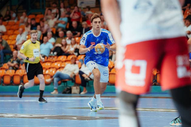 Testspielt: Dessau-Roßlauer HV 06 - PGE Wybrzeze Gdansk Alen Hadzimuhamedovic (Dessau-Roßlauer HV 06, 11) beim Anspiel am 07.08.2026 in der Anhalt-Arena, Dessau-Roßlau (Sachsen-Anhalt) Dessau-Roßlau Anhalt-Arena Sachsen-Anhalt Deutschland