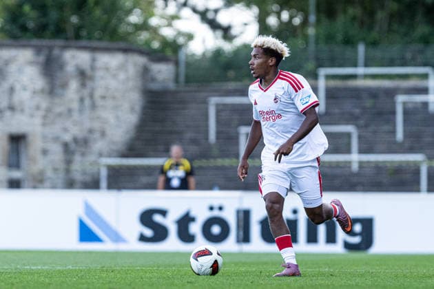 Regionalliga West: Borussia Dortmund II - 1.FC Köln II, 07.08.2026 Lionel Voufack (1. FC Köln U23, 3) Regionalliga West: Borussia Dortmund II - 1.FC Köln II, Rote Erde, Dortmund; 07.08.2026 DFB regulations prohibit any use of photographs as image sequences and or quasi video. Copyright: xBEAUTIFULxSPORTS Buriakovx