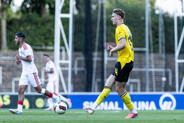 Regionalliga West: Borussia Dortmund II - 1.FC Köln II, 07.08.2026 Elias Benkara (Borussia Dortmund U23, 24) Regionalliga West: Borussia Dortmund II - 1.FC Köln II, Rote Erde, Dortmund; 07.08.2026 DFB regulations prohibit any use of photographs as image sequences and or quasi video. Copyright: xBEAUTIFULxSPORTS Buriakovx