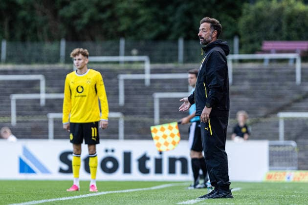 Regionalliga West: Borussia Dortmund II - 1.FC Köln II, 07.08.2026 Daniel Rios (Borussia Dortmund U23, Cheftrainer) Regionalliga West: Borussia Dortmund II - 1.FC Köln II, Rote Erde, Dortmund; 07.08.2026 DFB regulations prohibit any use of photographs as image sequences and or quasi video. Copyright: xBEAUTIFULxSPORTS Buriakovx