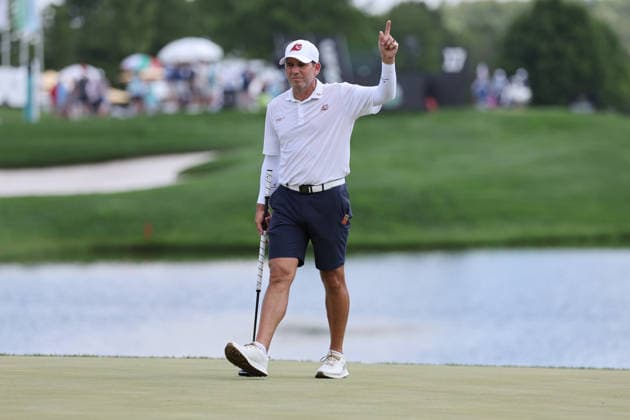 BEDMINSTER, NJ - AUGUST 07: Sergio Garcia of the LIV Golf League walks on the 18th hole during the second round of LIV Golf New York on August 7, 2026 at Trump National Golf Club in Bedminster, New Jersey. (Photo by Andrew Mordzynski Icon Sportswire) GOLF: AUG 07 LIV Golf New York EDITORIAL USE ONLY Icon2608078141600