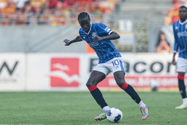 UEFA Europa League 2026 2027 match Jagiellonia Bialystok and Rangers FC in Bialystok, Poland - 06 Aug 2026 Mohamed Diomande of Rangers FC seen in action during the UEFA Europa League 2026 2027 match between Jagiellonia Bialystok and Rangers FC at Chorten Arena (Bialystok). Final score; Jagiellonia Bialystok 2:1 Rangers FC. UEFA Europa League 2026 2027 match between Jagiellonia Bialystok and Rangers FC Bialystok Poland Copyright: xGrzegorzxWajdax xSOPAxImagesx Grzegorz-Wajda-1441252