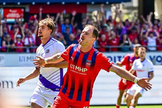 08.08.2026, GER, Fußball, Herren, 2. Bundesliga, 1. FC Heidenheim vs VfL Osnabrück Budu Zivzivadze (Heidenheim, 11), Torjubel nach Tor zum 1:0 Heidenheim Voith-Arena Baden-Württemberg Deutschland Copyright: xNordphotox xHafnerx