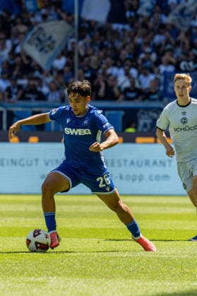 08.08.2026, xdaymx, Fussball 2.Bundesliga, Karlsruher SC - Arminia Bielefeld. Zor, Danyal am Ball. (DFL DFB REGULATIONS PROHIBIT ANY USE OF PHOTOGRAPHS as IMAGE SEQUENCES and or QUASI-VIDEO) Karlsruhe