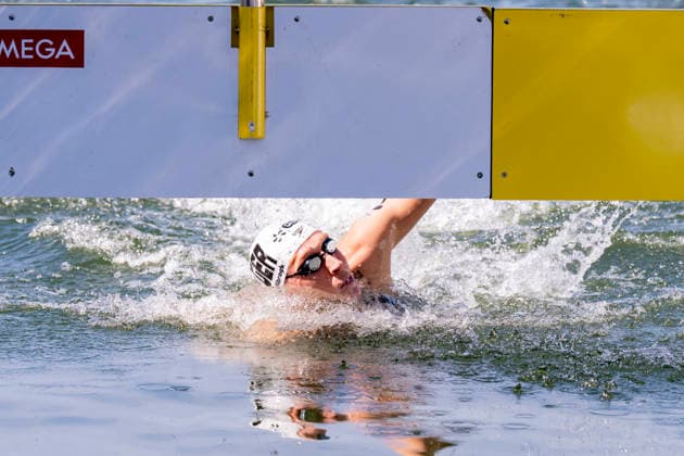 France, Paris, Centre Aquatique Olympique Metropole du Grand Paris, 08.08.2026, European Aquatics Championships Artistic Swimming, Day 9, Mixed Relay, Florian Wellbrock of Germany, Photo by Eibner Pressefoto Tino Henschel European Aquatics Championships Artistic Swimming, Day 9, Mixed Relay Paris Copyright: xEibnerxPressefotox