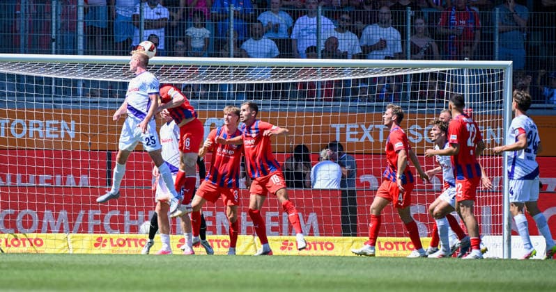 08.08.2026, xemx, Fussball 2.Bundesliga, 1.FC Heidenheim - VfL Osnabrück v.l. Niklas Wiemann (VfL Osnabrück) Goal scored, erziehlt das Tor zum 1:1 (DFL DFB REGULATIONS PROHIBIT ANY USE OF PHOTOGRAPHS as IMAGE SEQUENCES and or QUASI-VIDEO) Heidenheim