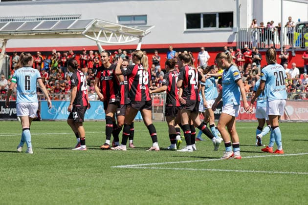 08.08.2026, xgrfx, Fussball Testspiel Frauen, Bayer Leverkusen - Feyenoord Rotterdam v.l. Tor, Cornelia Kramer zum 3:0 (Bayer Leverkusen) (DFL DFB REGULATIONS PROHIBIT ANY USE OF PHOTOGRAPHS as IMAGE SEQUENCES and or QUASI-VIDEO) Leverkusen